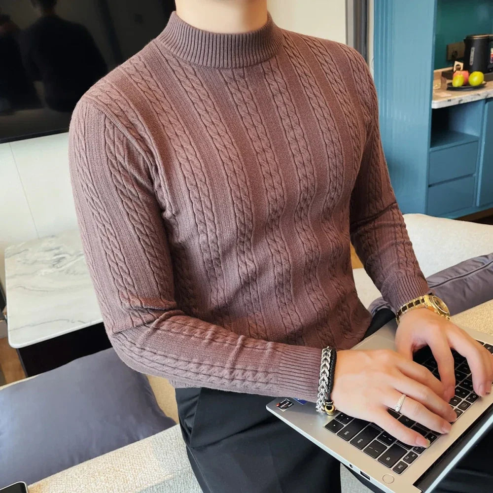 APOLLO Knitted Mock-Neck Sweater