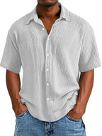 Casual Textured Short-sleeved Shirt