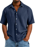 Casual Textured Short-sleeved Shirt