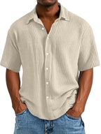 Casual Textured Short-sleeved Shirt
