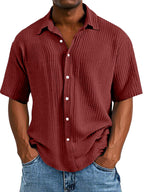 Casual Textured Short-sleeved Shirt