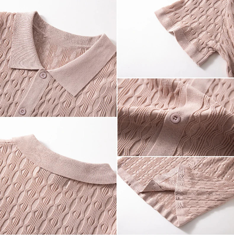 DUXE Button-Up Knit Polo