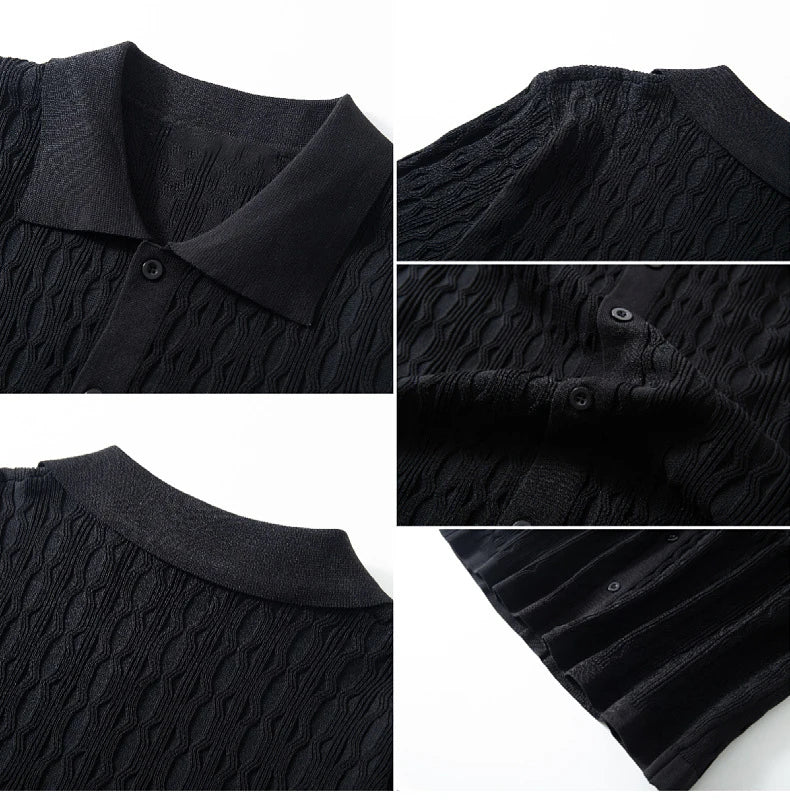 DUXE Button-Up Knit Polo