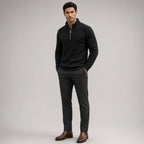 CHEKK Grid-Patterned Half-Zip Sweater