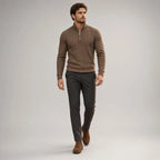 CHEKK Grid-Patterned Half-Zip Sweater