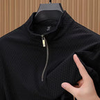 CHEKK Grid-Patterned Half-Zip Sweater