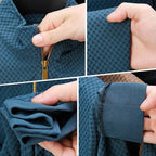 CHEKK Grid-Patterned Half-Zip Sweater