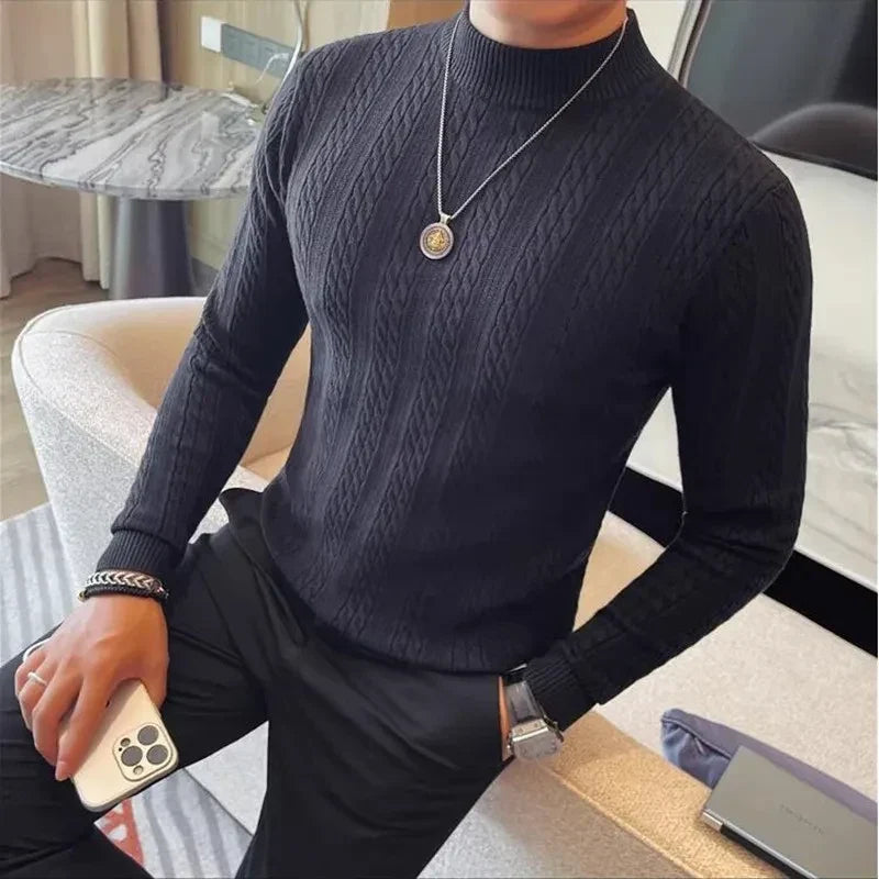 APOLLO Knitted Mock-Neck Sweater