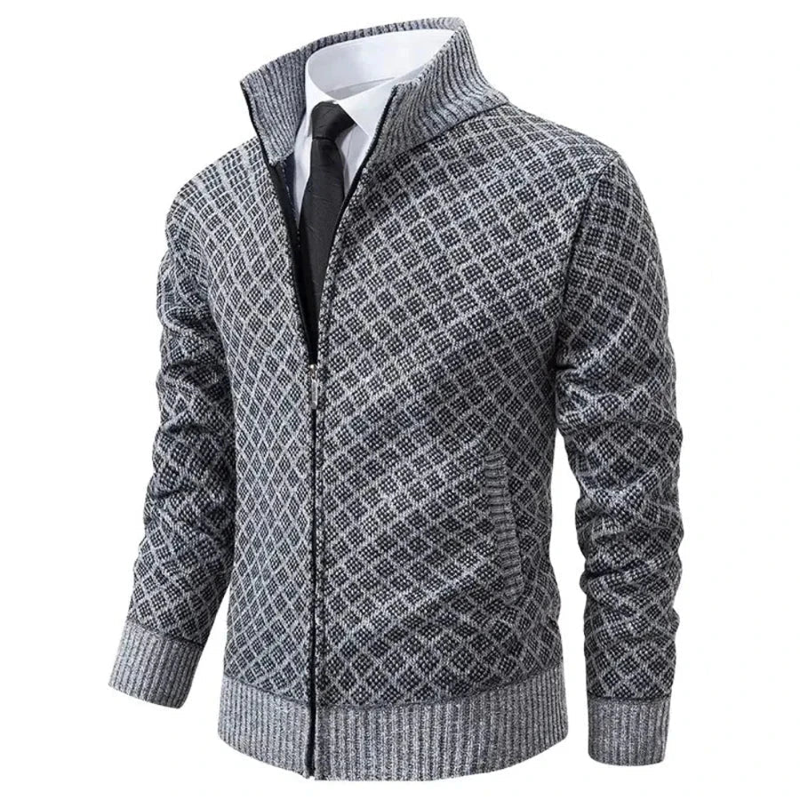 DALMON Patterned Zipper Cardigan