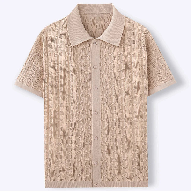 DUXE Button-Up Knit Polo