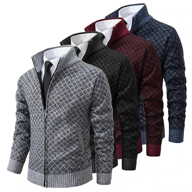 DALMON Patterned Zipper Cardigan