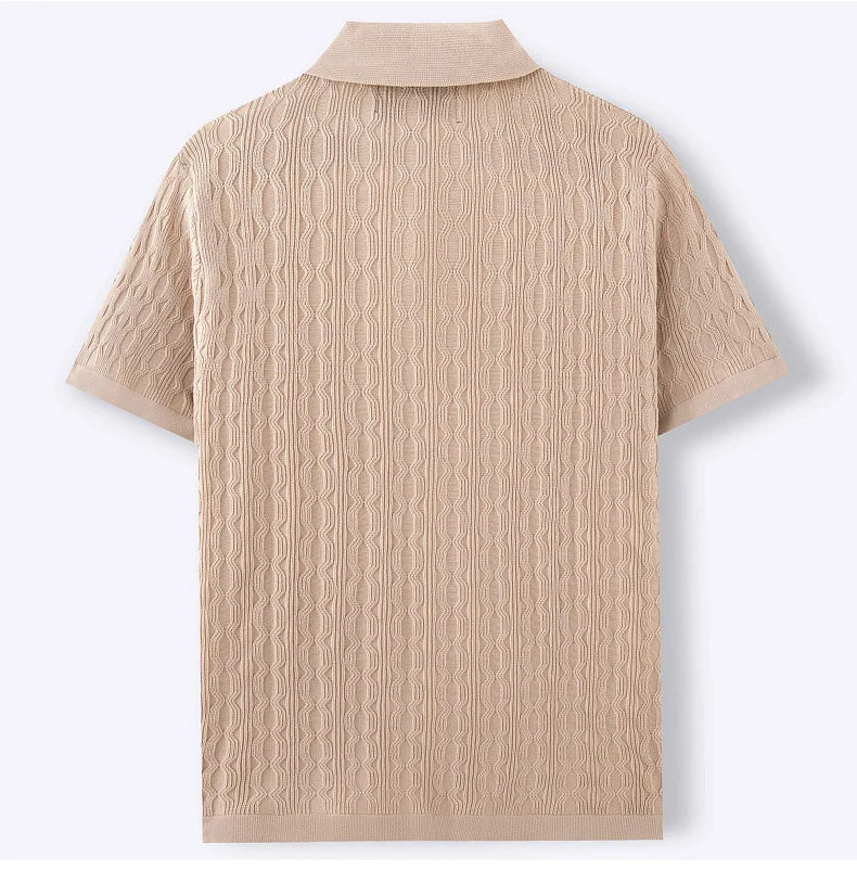 DUXE Button-Up Knit Polo