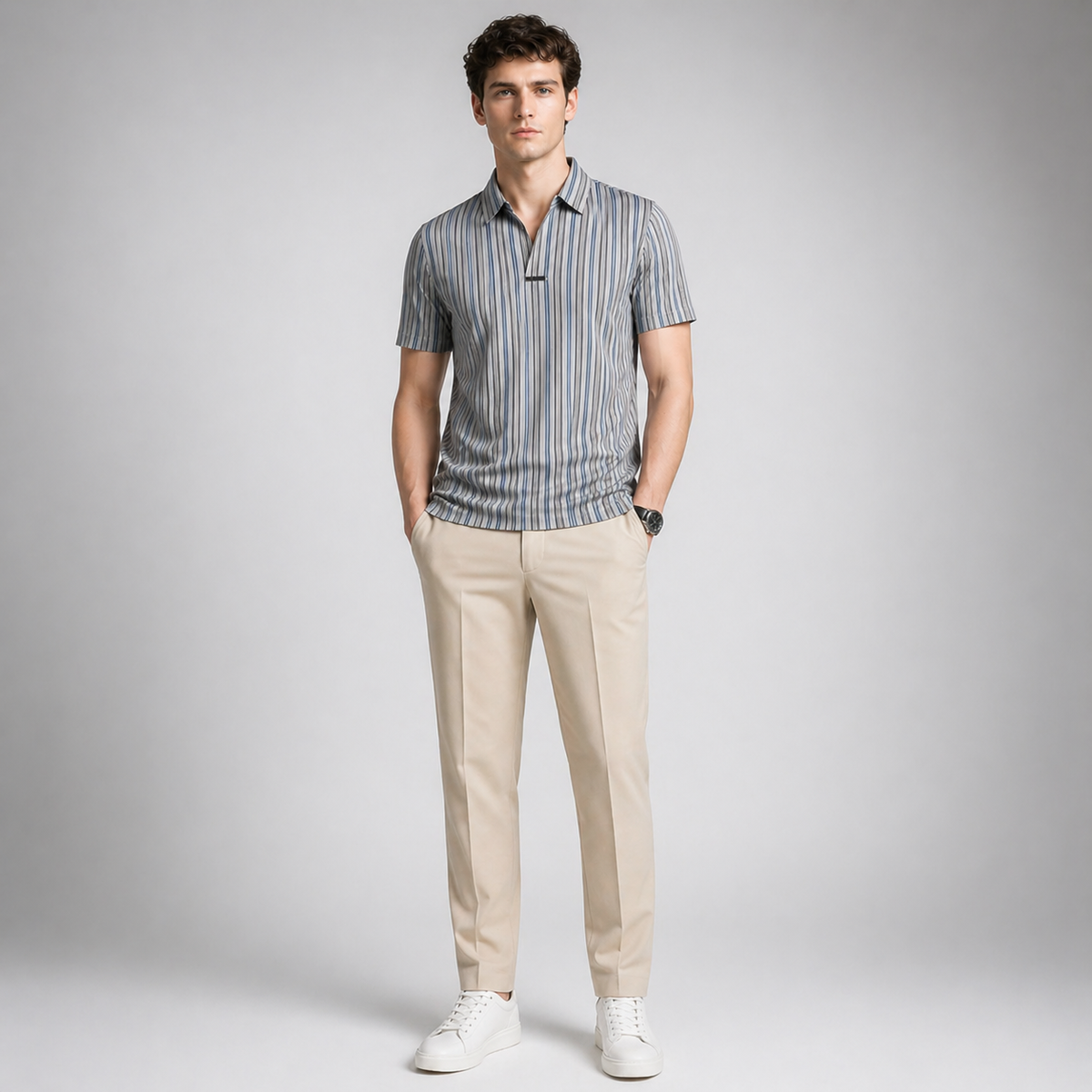 ADRIANO Breathable Silk Striped Shirt