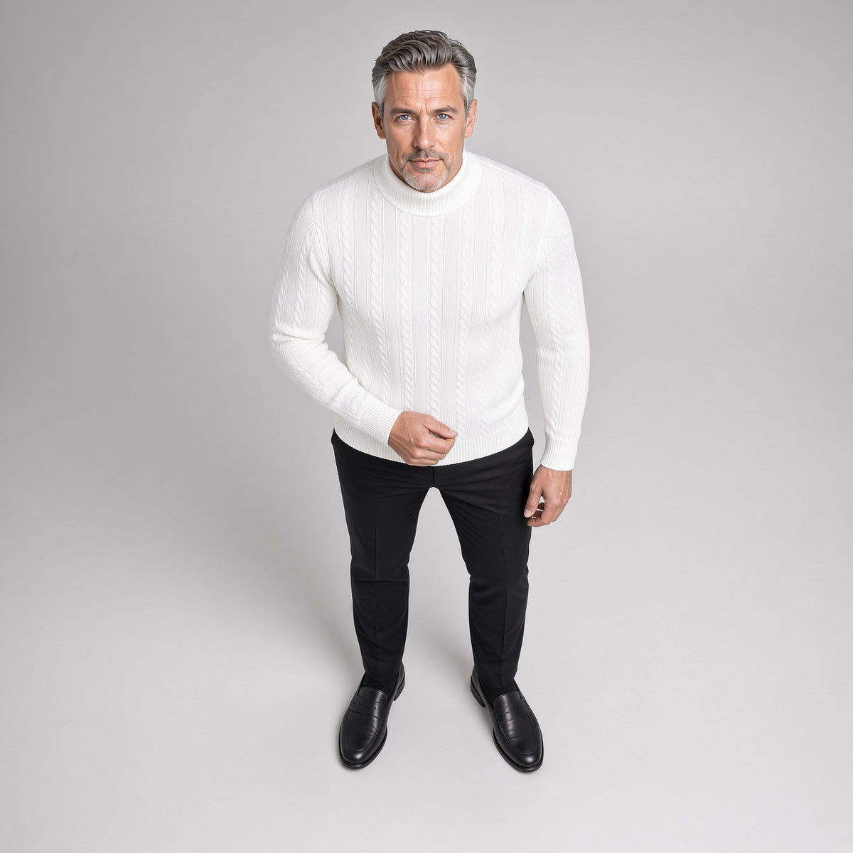 APOLLO Knitted Mock-Neck Sweater