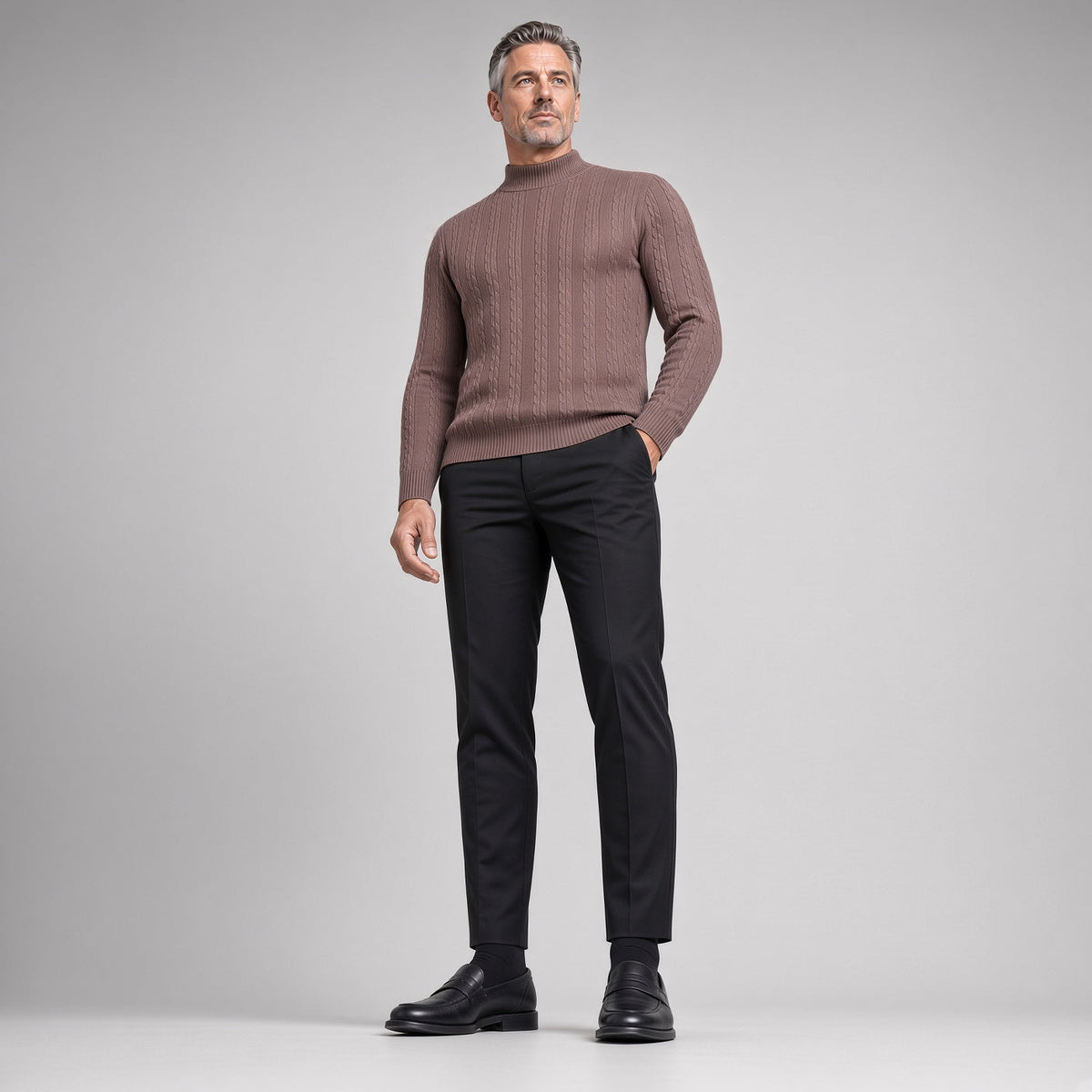 APOLLO Knitted Mock-Neck Sweater