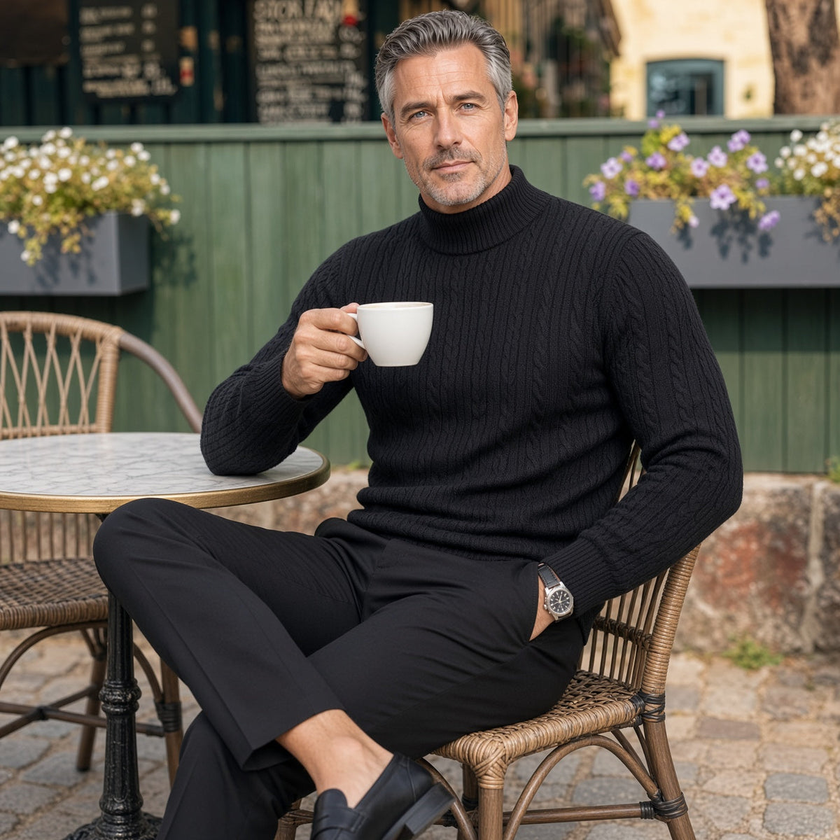 APOLLO Knitted Mock-Neck Sweater