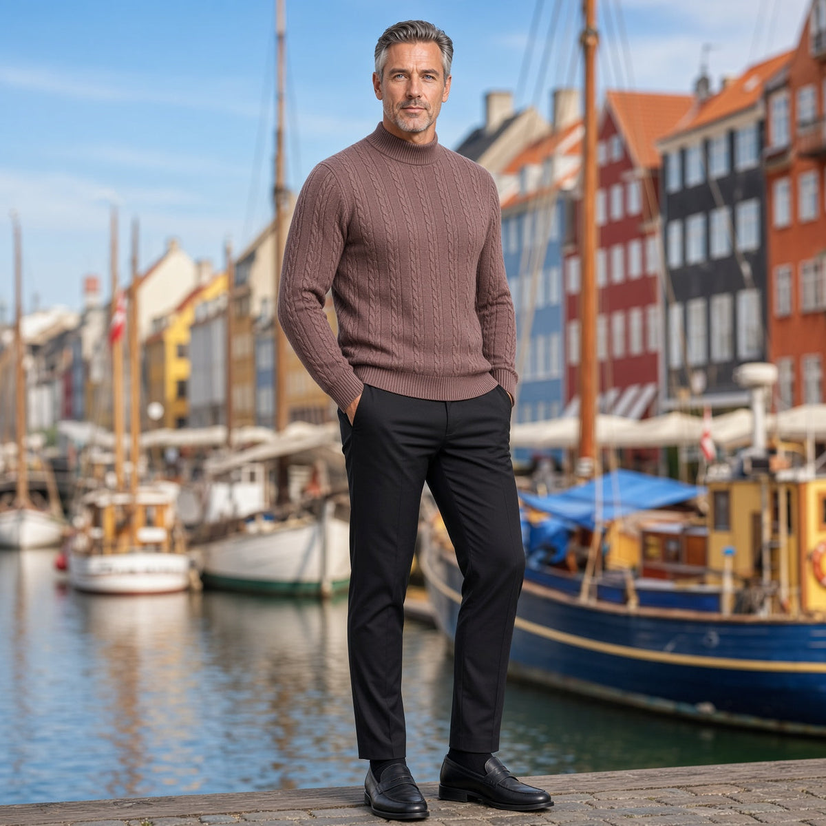 APOLLO Knitted Mock-Neck Sweater