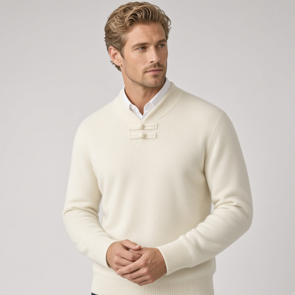 BORIO Cashmere Buckle-Up Sweater