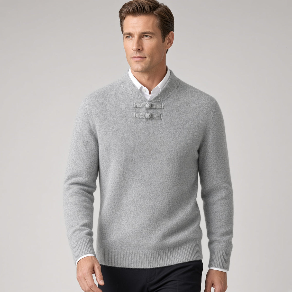 BORIO Cashmere Buckle-Up Sweater