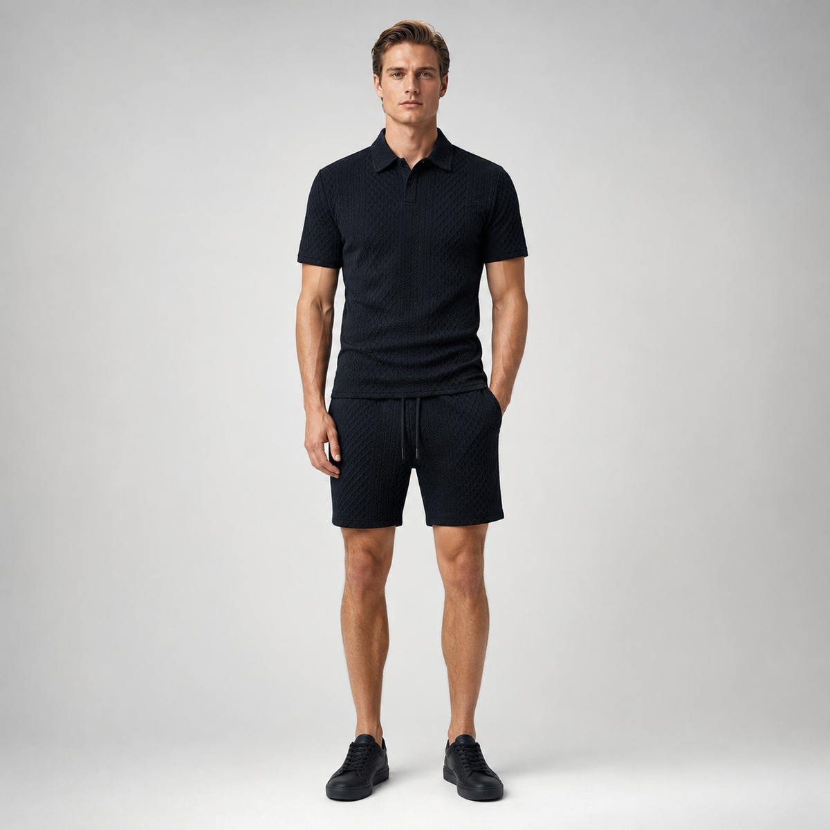 CAPRI Knit Polo & Drawstring Shorts Set