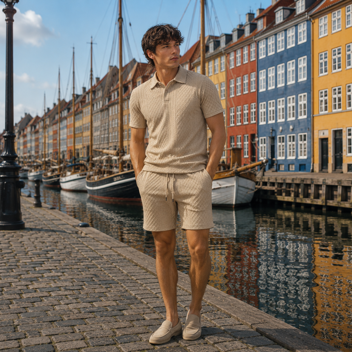 CAPRI Knit Polo & Drawstring Shorts Set