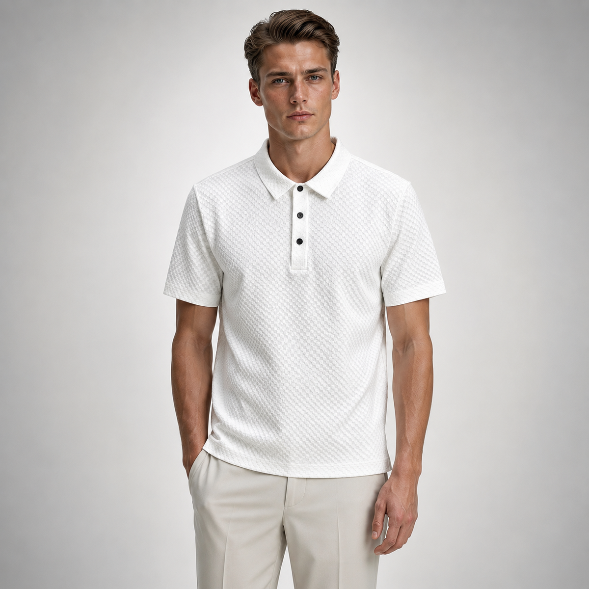CHEZZ Waffle Textured Silky Cool Polo