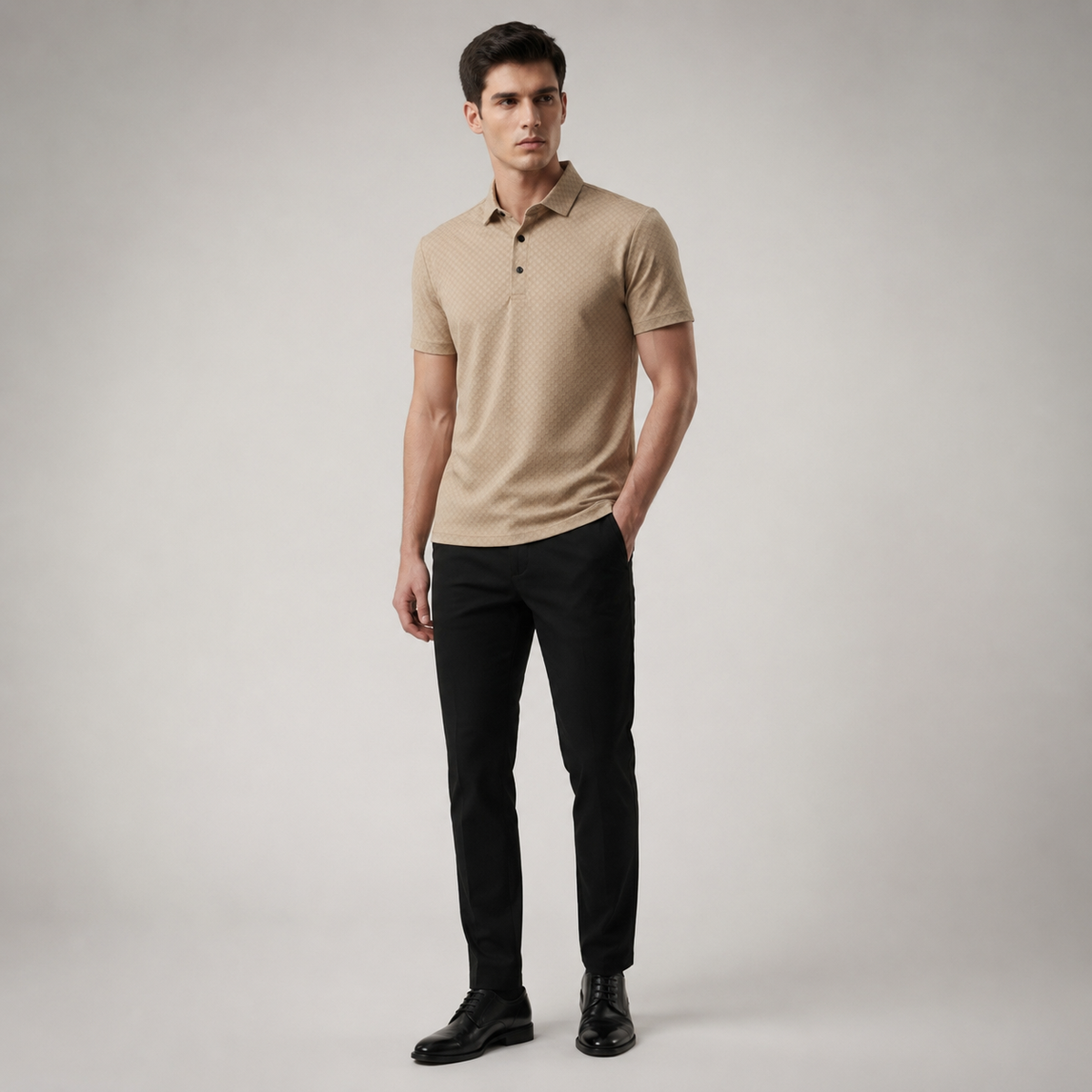 CHEZZ Waffle Textured Silky Cool Polo