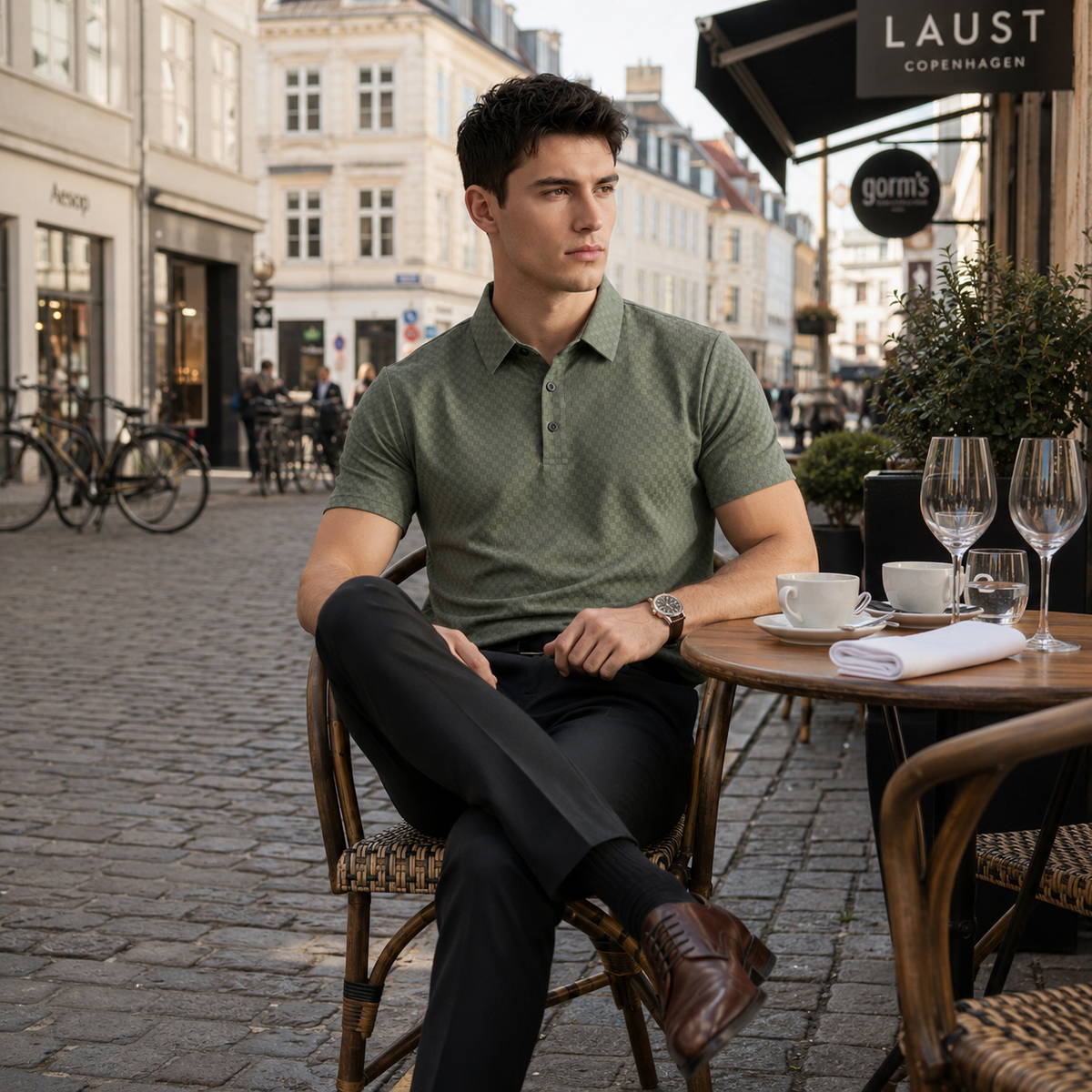 CHEZZ Waffle Textured Silky Cool Polo