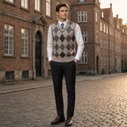 CONARD V-Neck Jacquard Plaid Vest