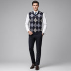 CONARD V-Neck Jacquard Plaid Vest