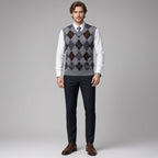 CONARD V-Neck Jacquard Plaid Vest