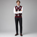 CONARD V-Neck Jacquard Plaid Vest