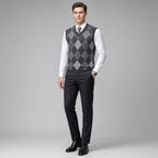 CONARD V-Neck Jacquard Plaid Vest