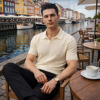 Men´s Knitted V-neck Polo Shirt
