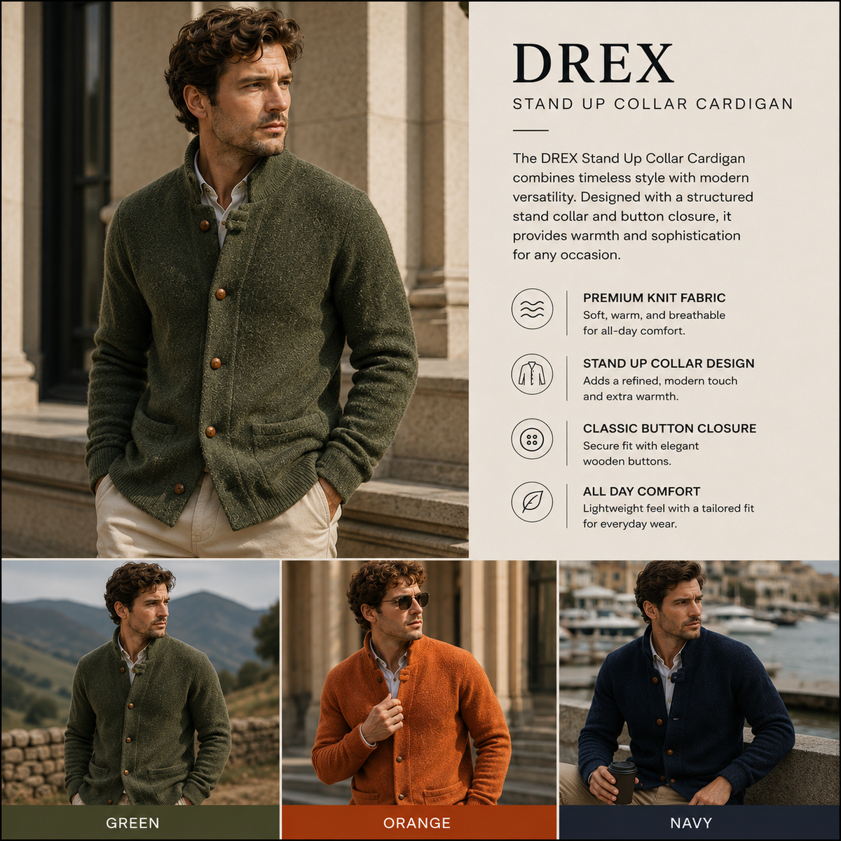 DREX Stand up Collar Cardigan
