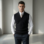 HESLEY Open Collar Knitted Vest