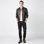 JACE Stand Collar Faux Leather Jacket