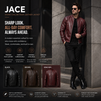 JACE Stand Collar Faux Leather Jacket
