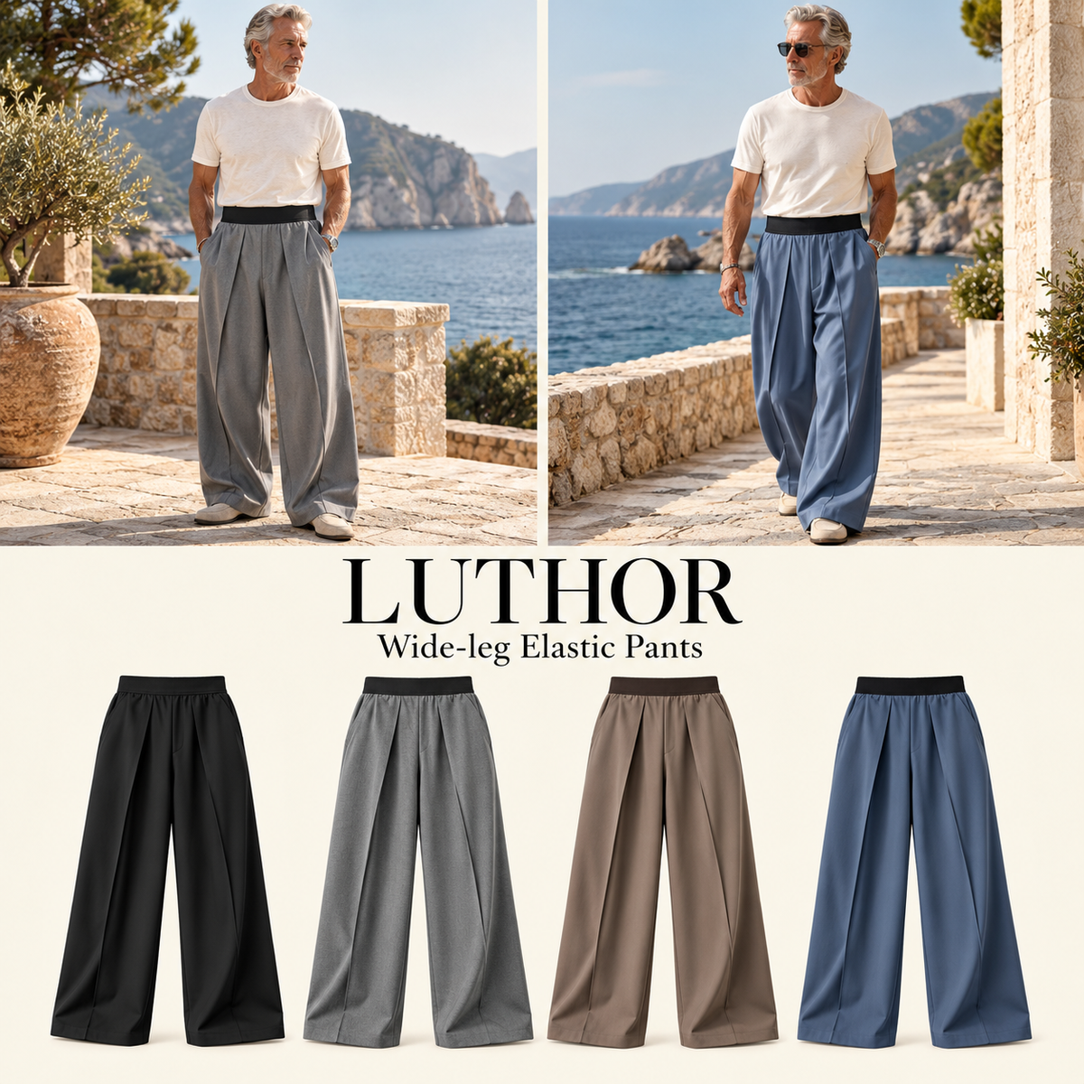LUTHOR Wide-leg Elastic Pants