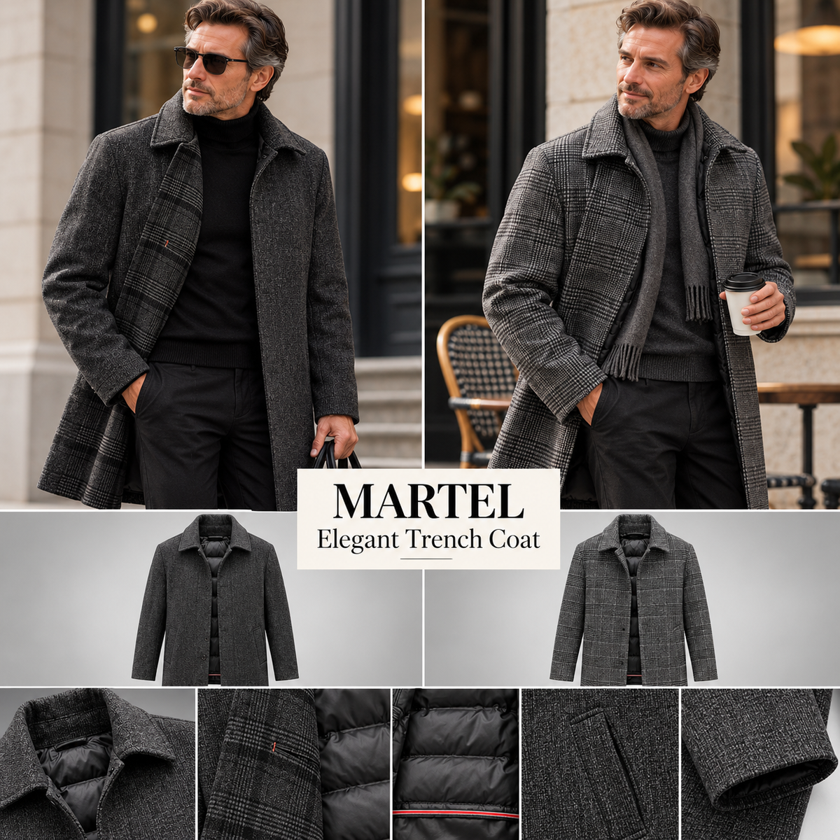 MARTEL Elegant Trench Coat with Padded Layer
