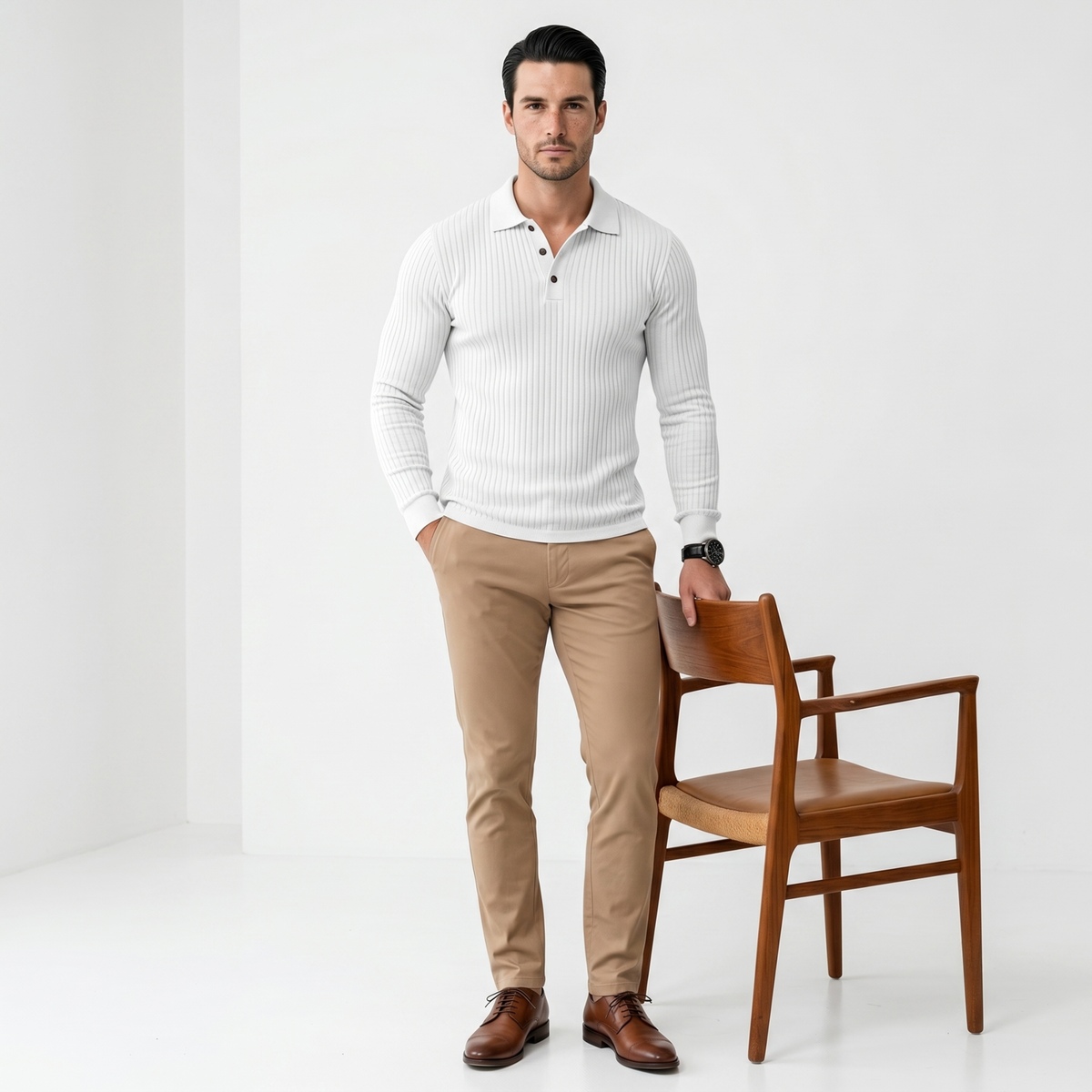 MILLER Long-Sleeve Ribbed Polo