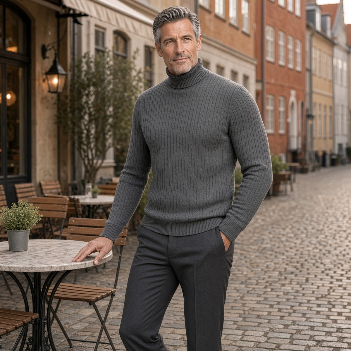 RAYMOND Patterned Turtleneck Sweater