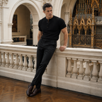 RUFUS Vertical Stripe Henley Collar Tee