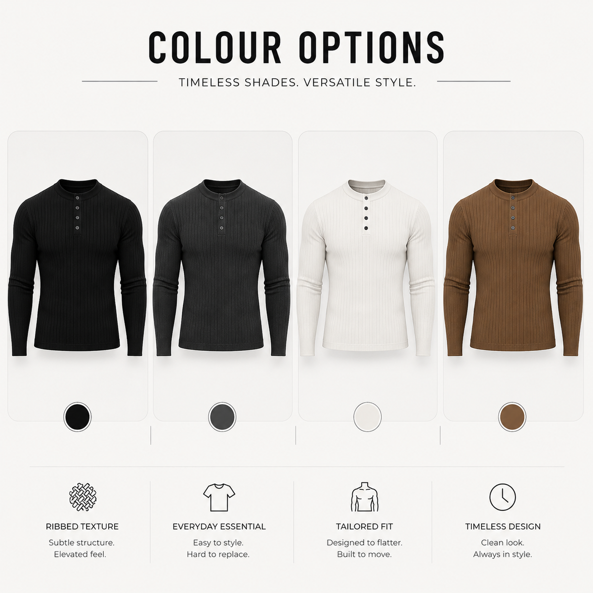 RUXUS Premium Stripe Henley Collar Longsleeve