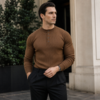 RUXUS Premium Stripe Henley Collar Longsleeve