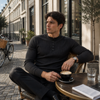 RUXUS Premium Stripe Henley Collar Longsleeve
