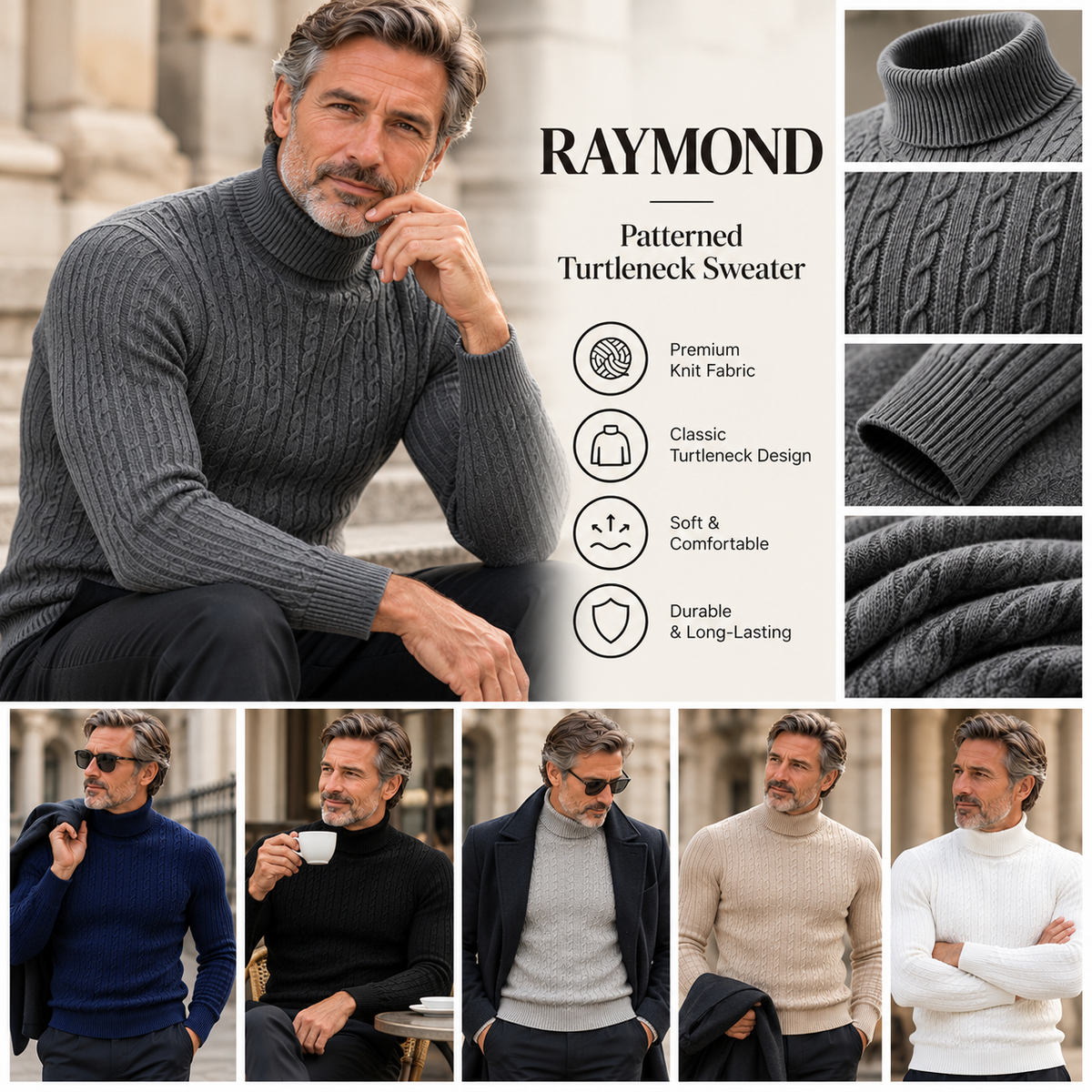 RAYMOND Patterned Turtleneck Sweater