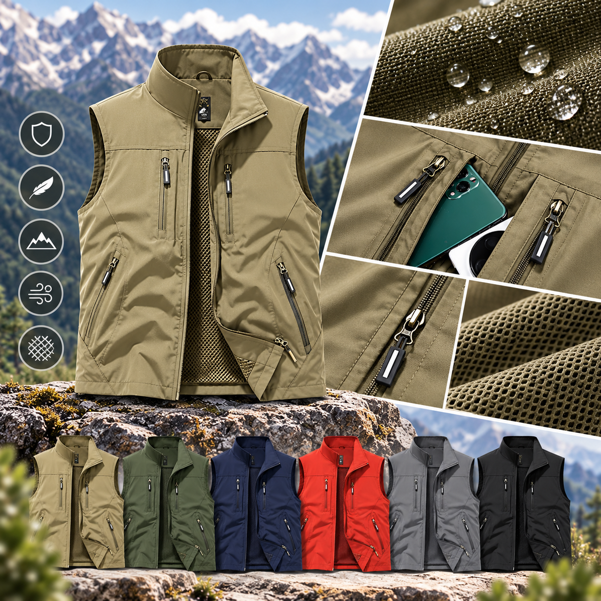 SANDO Multi-pockets Fleece Vest