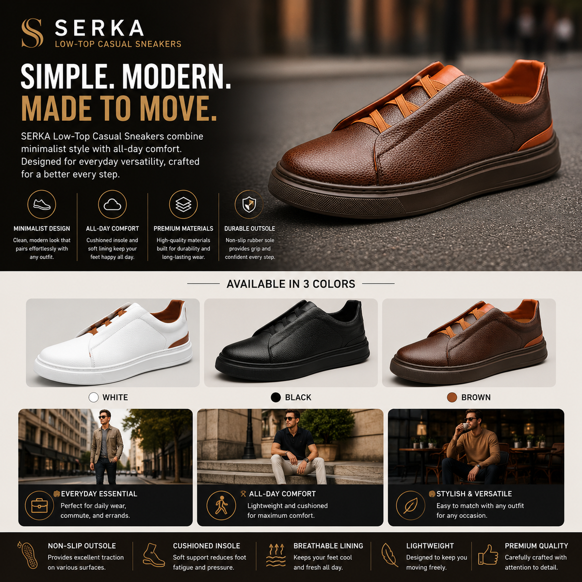 SERKA Low-Top Casual Sneakers
