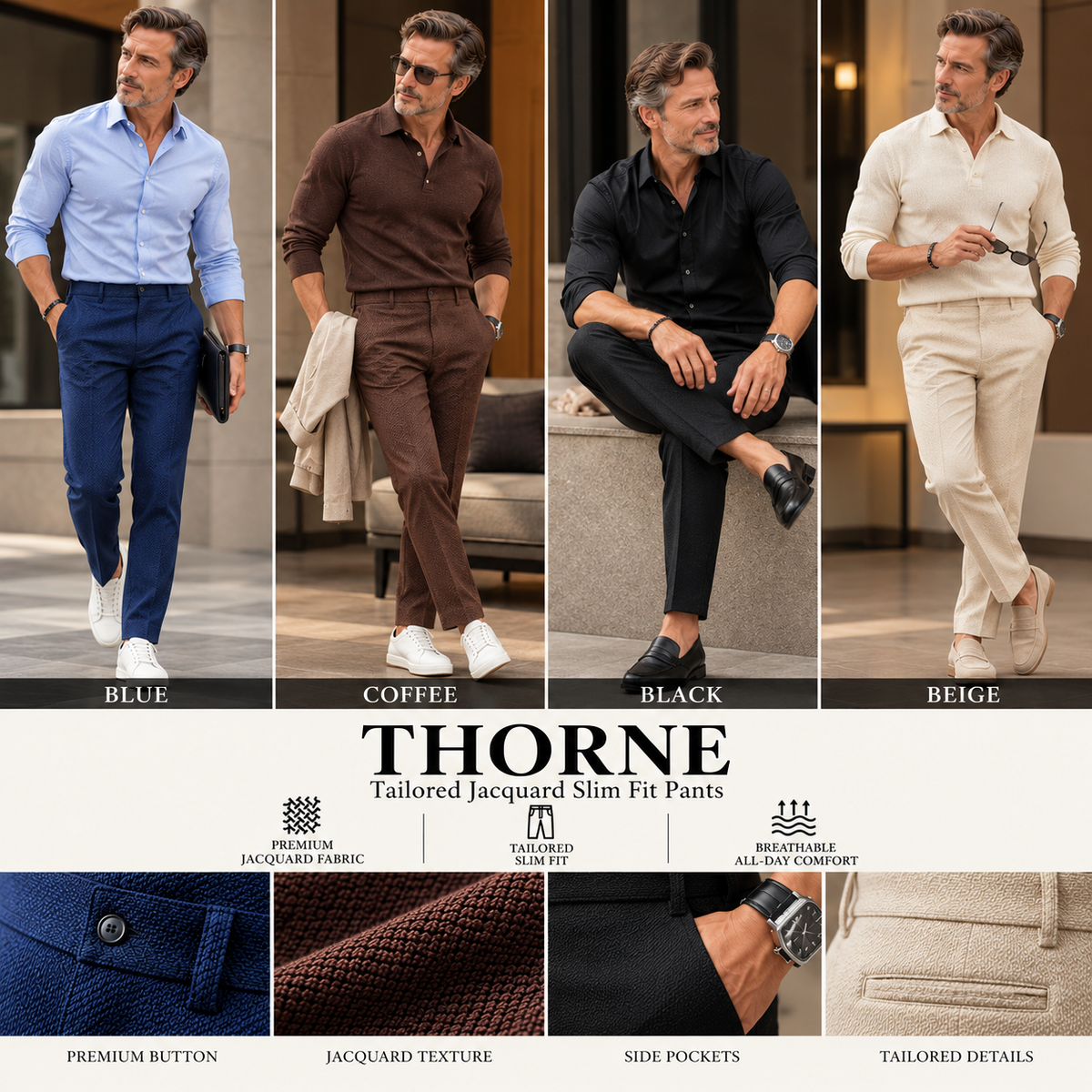 THORNE Tailored Jacquard Slim Fit Pants